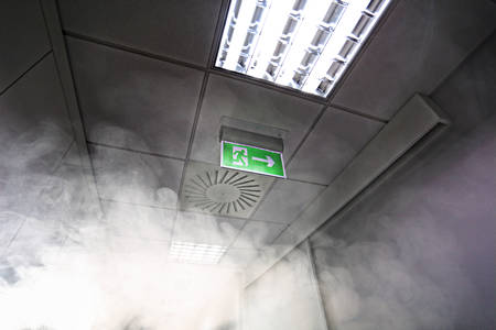 Smoke in the office buildingの写真素材