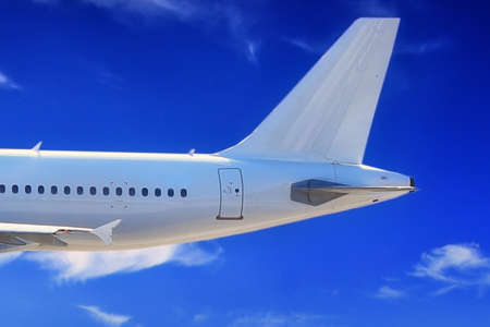 view of a large airplane in the air