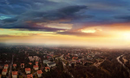 Top view of the beautiful landscape on a sunny day