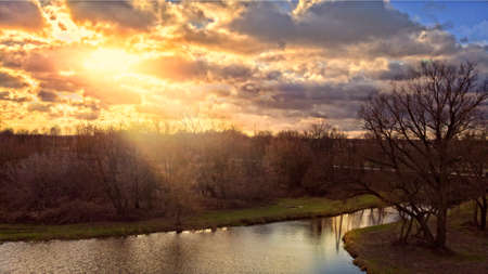 Top view of the beautiful landscape on a sunny dayの写真素材