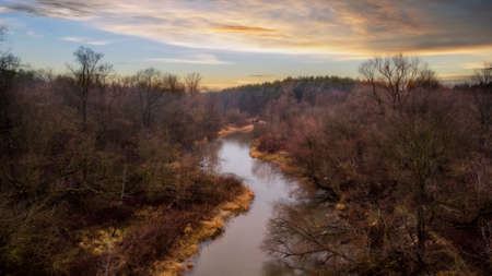 The Swider River in Otwock, Polandの写真素材