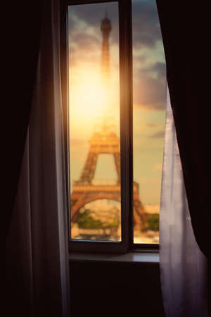 beautiful view of the eifel tower in france from the hotel