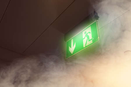 smokeand fire on the corridorの写真素材
