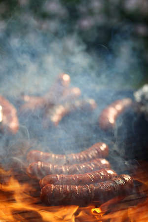 Delicious and juicy grilled sausageの写真素材