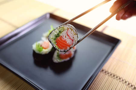 delicious and healthy sushi pieces