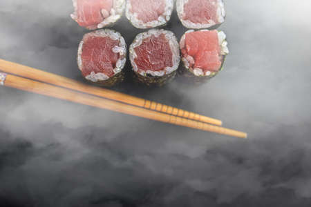 smoked sushi made in a traditional wayの写真素材