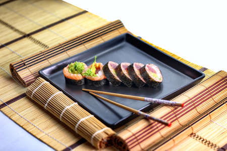 homemade sushi served in an appetizing wayの写真素材
