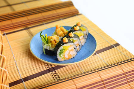 sushi roll served as a traditional Asian dishの写真素材