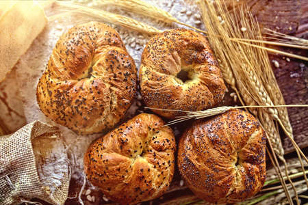 Hommade buns with poppy seedsの写真素材