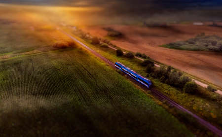 beautiful view of the sunrise and the trainの写真素材