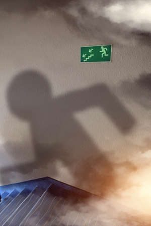 fire and smoke in the building - escape routeの写真素材
