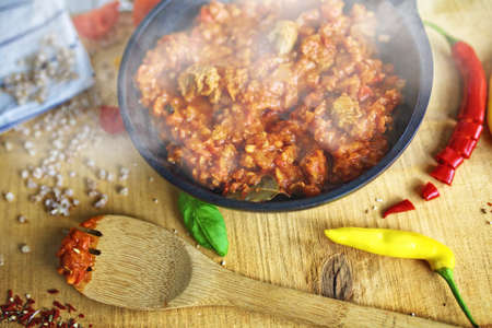 delicious Hungarian cuisine and hot goulashの写真素材