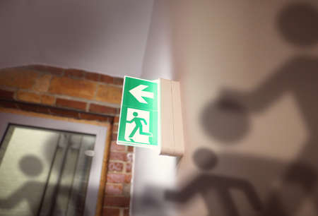 panic in the building and evacuation through an emergency exit