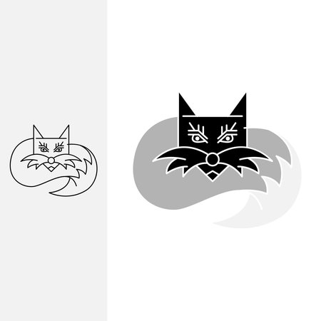 night Wolf Logo symbol and icon Template vector. logo with monoline style,のイラスト素材