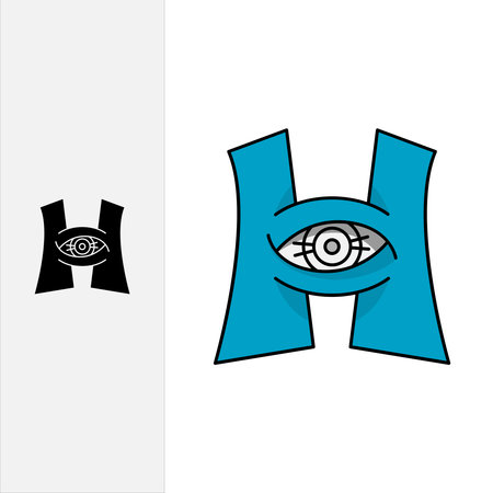 letter H eye sign design template sign. solid and stylish silhouette.のイラスト素材