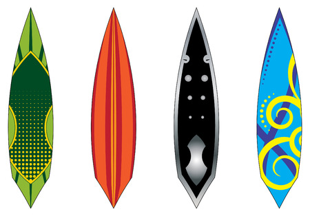 4 colorful surfboardsのイラスト素材