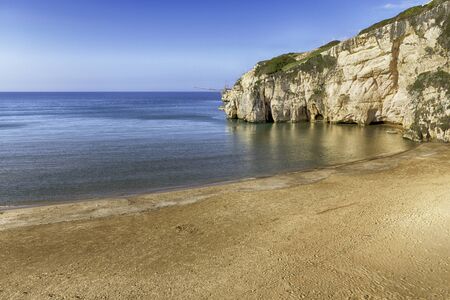 Beautiful bay with sea and beach in Vieste, Puglia, Italyの写真素材