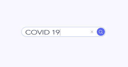 Search engine. Search in the browser bar. Text in the browser bar. Covid-19. Isolated on a white background.の写真素材