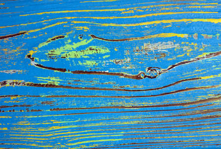 Painted board in mediterranean style. Old blue painted wood background for vintage background and decoration.の写真素材