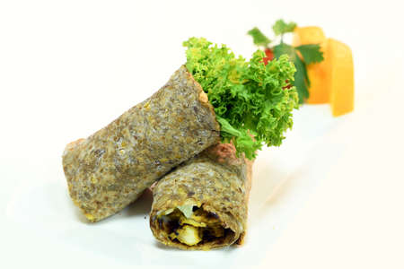 Diet Hummus with brown bread & vegetableの写真素材