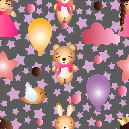 Pattern with cartoon cute bear.のイラスト素材