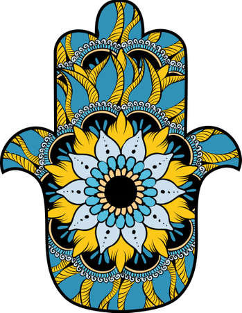 Hamsa with round ethnic patternのイラスト素材