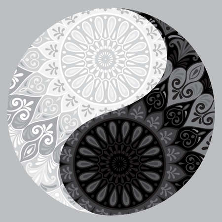 Drawing of a black and white mandala.のイラスト素材