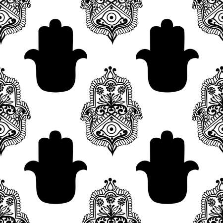 Ethnic pattern with hamsa.のイラスト素材