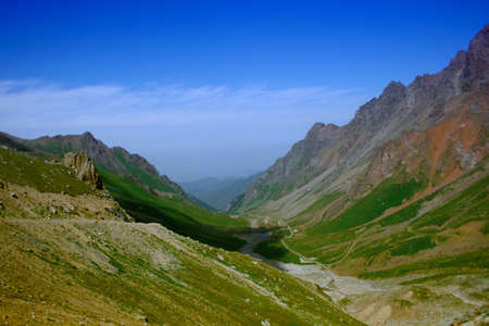 Mountain canyon in summer near the Chimbulakの写真素材