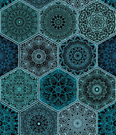 pattern in style of colorful floral patchworkのイラスト素材