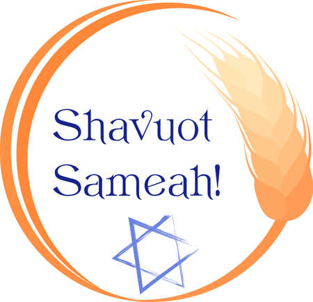 Jewish holiday of Shavuot, ears wheat round frameのイラスト素材