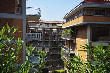 Modern multi-storey residential buildings in the center of Rome, Italy, august 2018のeditorial素材