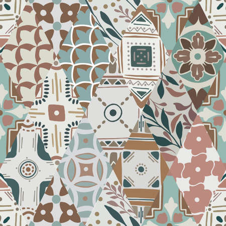 Colorful floral seamless ornate pattern in brown color