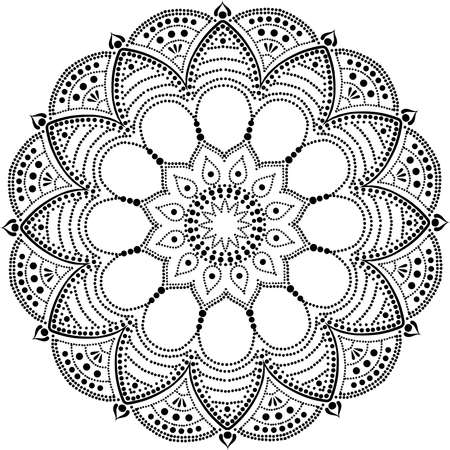 vector drawing of floral round lace mandalaのイラスト素材