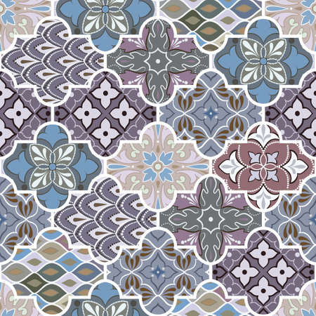 Colorful floral seamless ornate pattern in brown colorのイラスト素材
