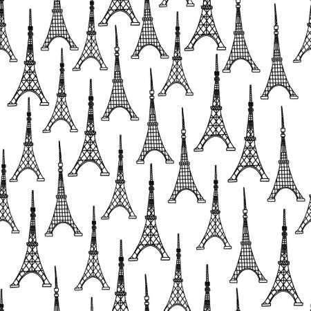 Seamless pattern with Eiffel Towerのイラスト素材