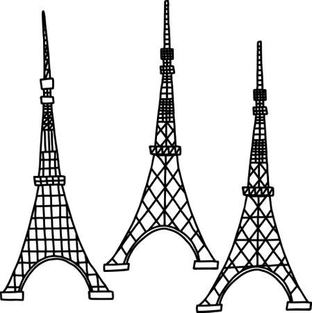Set of three Eiffel Towersのイラスト素材