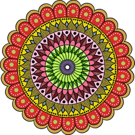 Drawing of a floral mandalaのイラスト素材