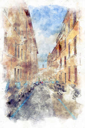 View of the street of Rome cityの写真素材