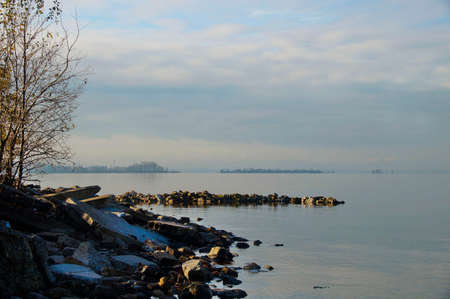coast of the Kanonersky Island in autumnの写真素材