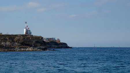 Seascape on the Black Sea with sandの写真素材