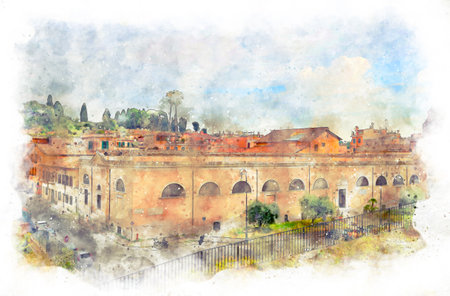 old quarter in Rome, Italyの写真素材
