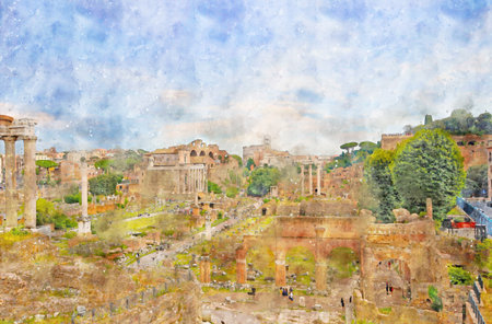 Foro Romano in summer, Romeの写真素材