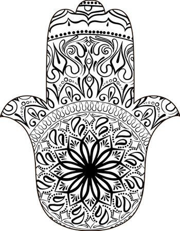 line art of Hand of Fatima Hamsaのイラスト素材