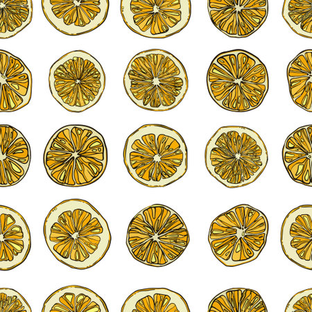 Seamless pattern with hand drawing cut orangesのイラスト素材
