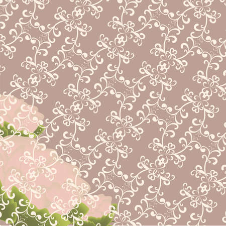 Paper for scrapbooking in wedding romantic baroque style in white, pink, lilac, beige, green colors, backgrounds for postcards, invitations, albumsのイラスト素材