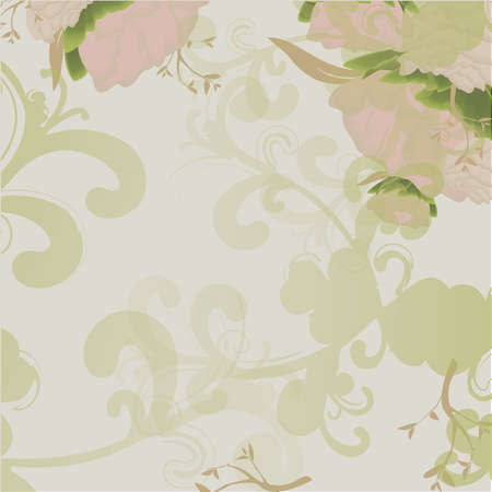 Paper for scrapbooking in wedding romantic baroque style in white, pink, lilac, beige, green colors, backgrounds for postcards, invitations, albumsのイラスト素材