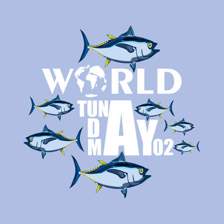 World Tuna Day vector stylized clipart Illustrationのイラスト素材