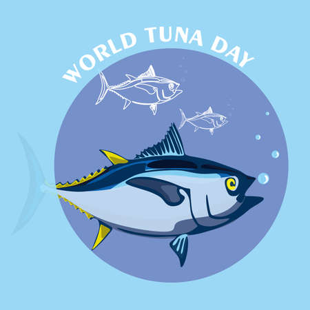 World Tuna Day vector stylized clipart Illustrationのイラスト素材