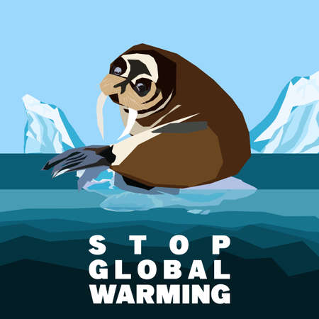 Global warming concept. Stop Global warming vector posterのイラスト素材